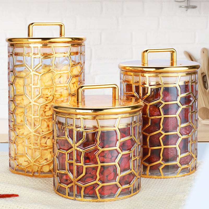 containers-11 pieces of patterned gold