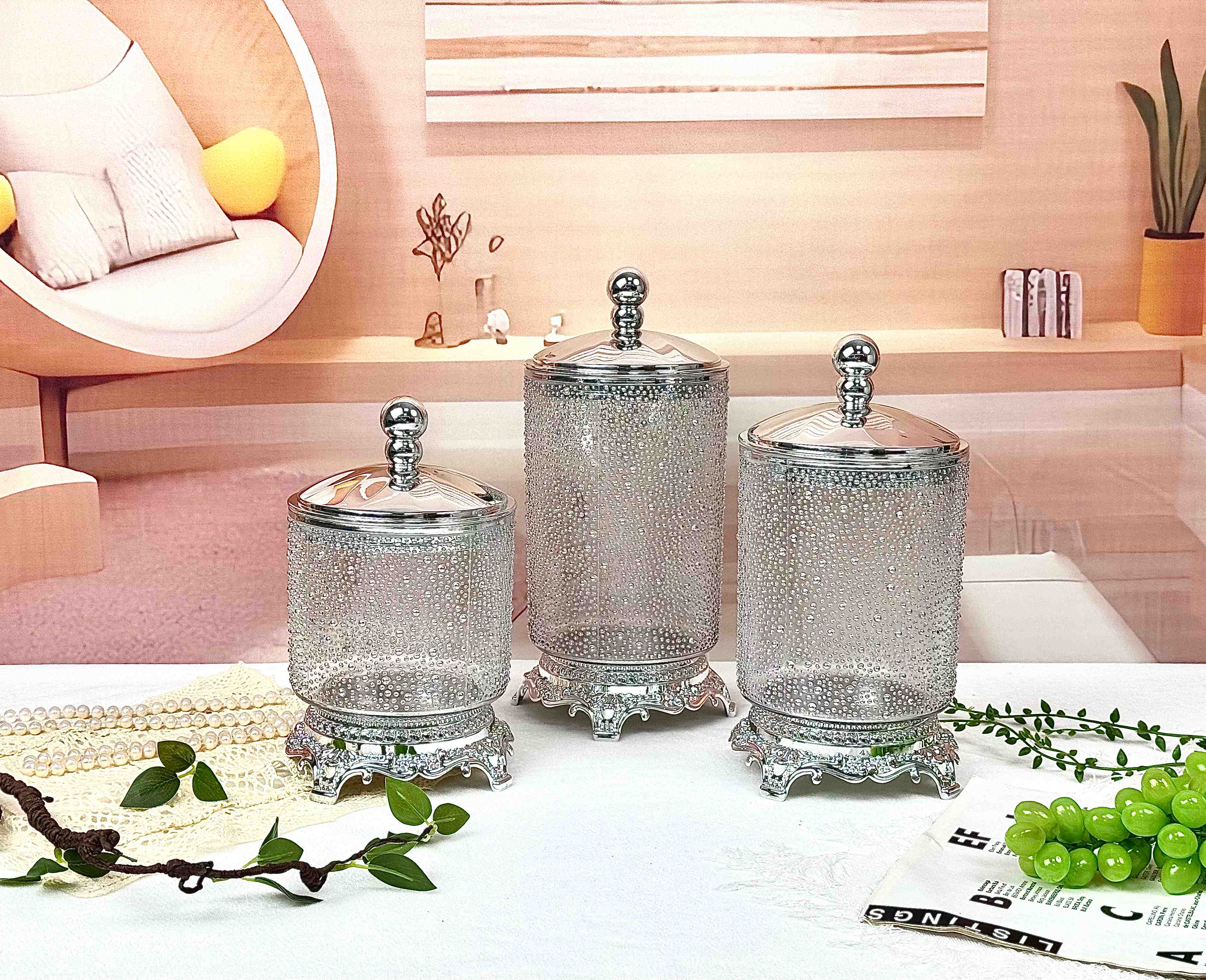 Pearl-textured Bottom-support Airtight Jar
